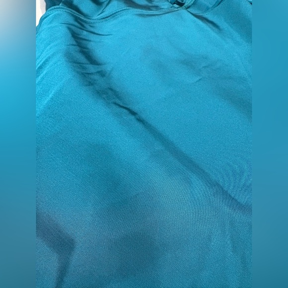 Abercrombie & Fitch satin feel slip midi dress, size large tall, teal blue/green - Picture 5 of 5
